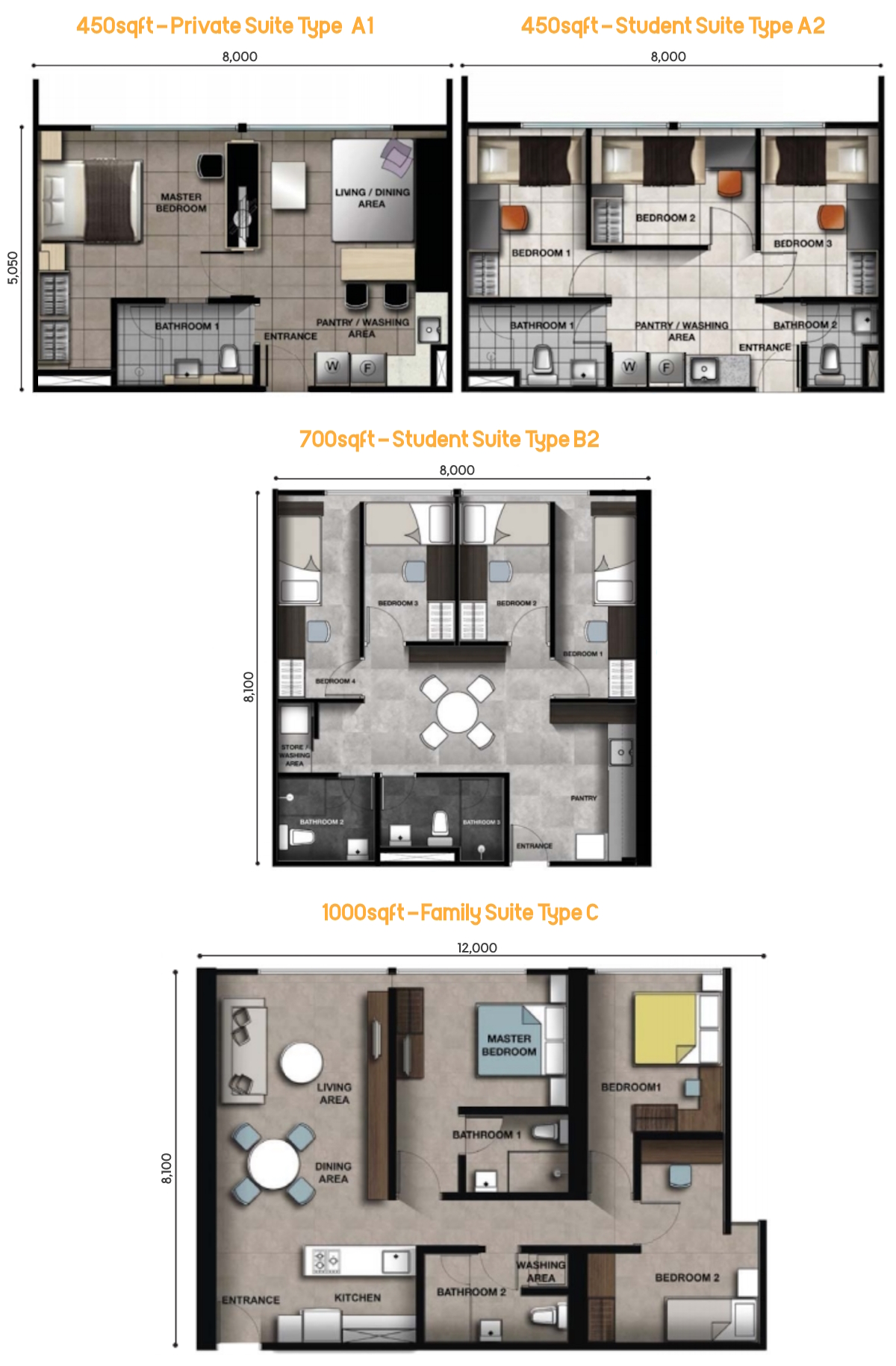 Garden Plaza Unit Types